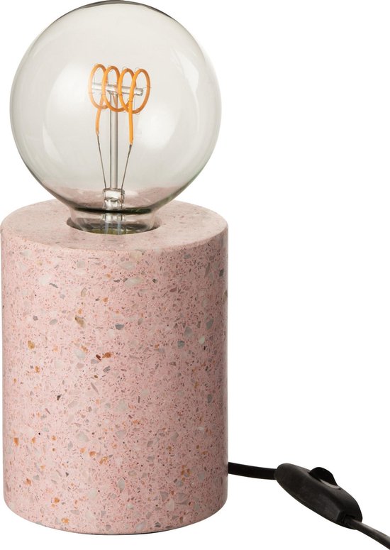 Stenen lamp voet | 10 x 10 x 13 cm | Lampen voet gemaakt van terrazzo rose  steen | Rond | bol.com