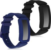 kwmobile 2x armband voor Fitbit Ace 2 - Bandjes voor fitnesstracker in zwart / donkerblauw