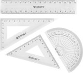Westcott Geometrieset 4-delig klein - transparante kunststof. Liniaa