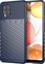 Samsung Galaxy A42 5G Hoesje - Mobigear - Groove Serie - TPU Backcover - Blauw - Hoesje Geschikt Voor Samsung Galaxy A42 5G
