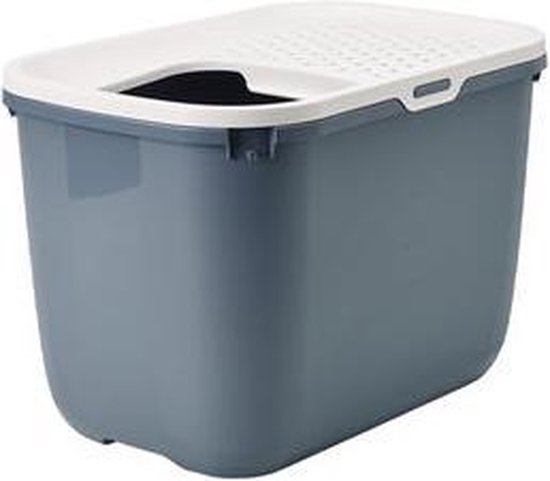 Savic Hop In Kattenbak - Steenblauw/wit