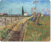 Muismat Vincent van Gogh 2 - Pad door een veld met wilgen - Schilderij van Vincent van Gogh muismat rubber - 23x19 cm - Muismat met foto