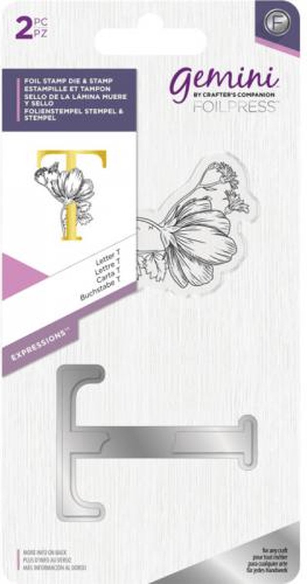 Gemini Metalen folie stempel & Clearstamp - Expressions - Letter T