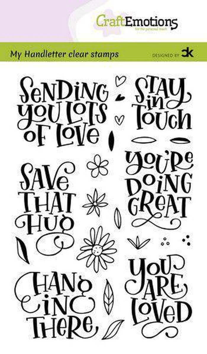 Clearstamps A6 handlettering - Sending you lots of love, Carla Kamphuis