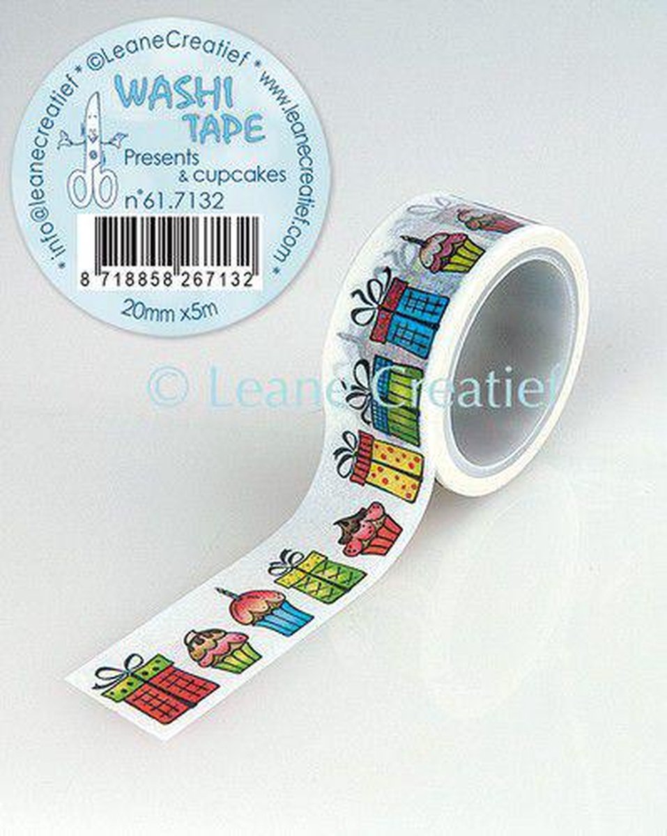 LeCrea - Washi tape Cadeautjes & Cupcakes, 20mmx5m. 617.132