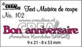 Crealies Snijmal Franse tekst no.102 Bon anniversaire