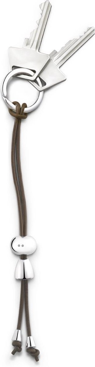 Georg Jensen Sleutelhanger Alfredo 2,9 X 7,3 Cm Rvs/leer Zilver