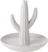 Schaaltje Met Cactus 12x12x12cm Wit - Aardewerk (set van 4)
