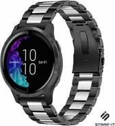 Stalen Smartwatch bandje - Geschikt voor  Garmin Venu stalen bandje - zwart/zilver - Strap-it Horlogeband / Polsband / Armband