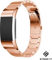 Stalen Smartwatch bandje - Geschikt voor  Fitbit Charge 2 luxe metalen bandje - rosé goud - Strap-it Horlogeband / Polsband / Armband