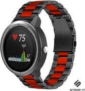 Strap-it Stalen schakel bandje - geschikt voor Garmin Vivoactive 3 / Vivomove HR / Venu / Venu SQ / Forerunner 245/645 - zwart/rood