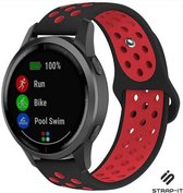 Siliconen Smartwatch bandje - Geschikt voor  Garmin Venu sport bandje - zwart/rood - Strap-it Horlogeband / Polsband / Armband