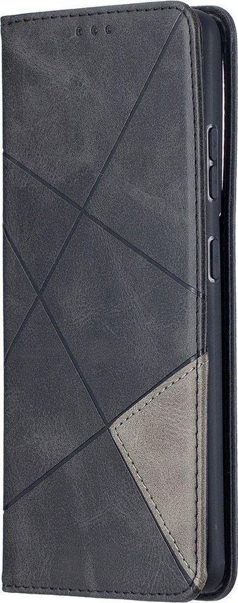 Mobigear Telefoonhoesje geschikt voor Samsung Galaxy S21 Ultra Hoesje | Mobigear Rhombus Slim Bookcase | Pasjeshouder voor 2 Pasjes | Telefoonhoesje voor Pinpas / OV Kaart / Rijbewijs - Zwart