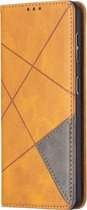 Samsung Galaxy S21 Hoesje - Mobigear - Rhombus Slim Serie - Kunstlederen Bookcase - Cognac - Hoesje Geschikt Voor Samsung Galaxy S21