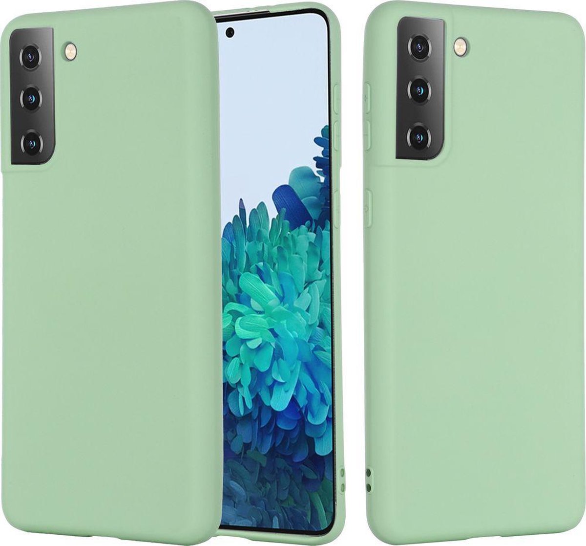 Mobigear Hoesje geschikt voor Samsung Galaxy S21 Siliconen Telefoonhoesje | Mobigear Rubber Touch Backcover | Galaxy S21 Case | Back Cover - Groen