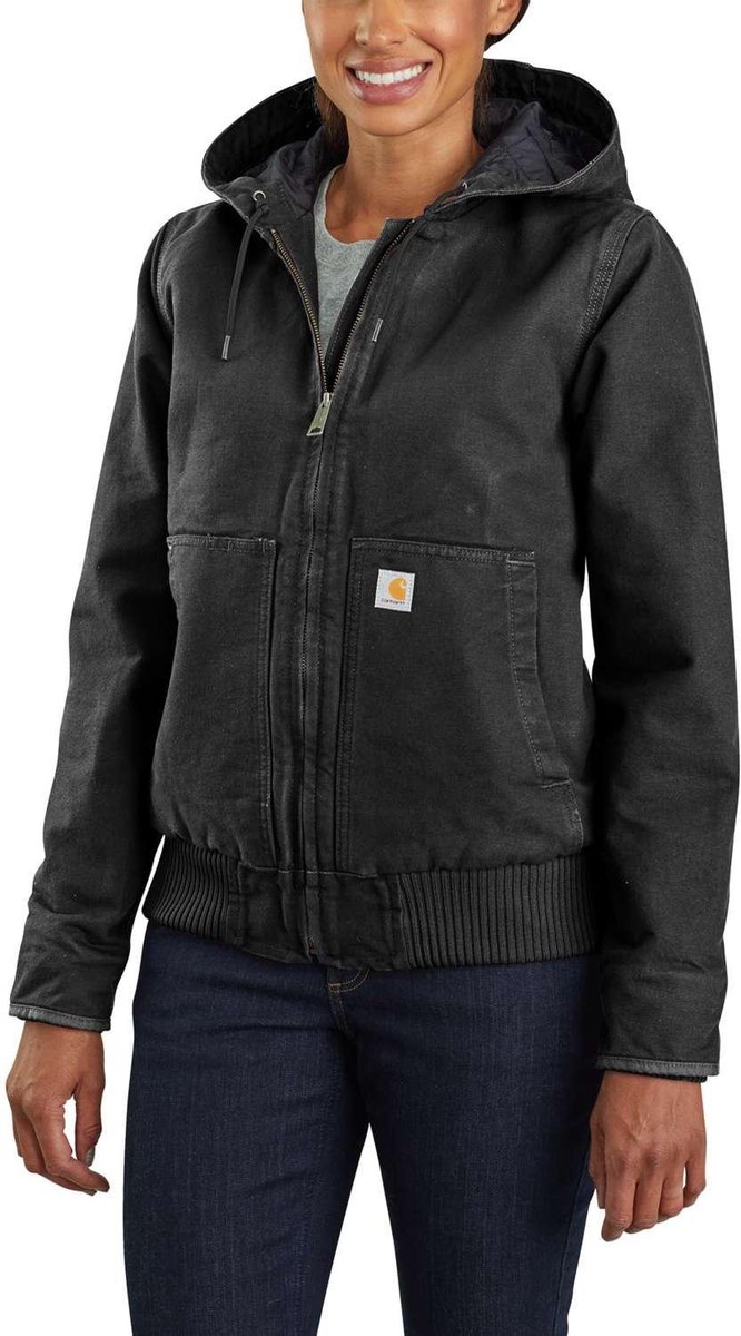 Carhartt 104053 Loose Fit Washed Duck Insulated Active Jac Dames XS Zwart
