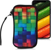 kwmobile hoesje voor smartphones L - 6,5" - hoes van Neopreen - Regenboog Kusbussen design - meerkleurig / groen / blauw - binnenmaat 16,5 x 8,9 cm