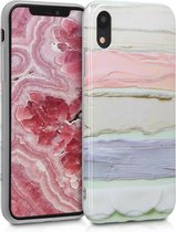 kwmobile telefoonhoesje voor Apple iPhone XR - Hoesje voor smartphone in poederroze / paars / mintgroen - Kleurenborstel Glitter design