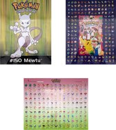 Pokemon Poster - Luxe Voordeelset - 3 Posters (50x40 cm) - Mewtu - Mewtwo - Verzamel - Geplastificeerd - Kinderkamer - (Versie 7)