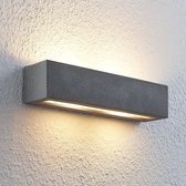 Lindby - LED wandlamp - 2 lichts - beton - H: 7.5 cm - G9 - grijs - Inclusief lichtbronnen