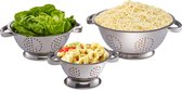 Relaxdays Vergiet set van 3 - keukenzeef - pasta vergiet - roestvrij staal - zeef keuken