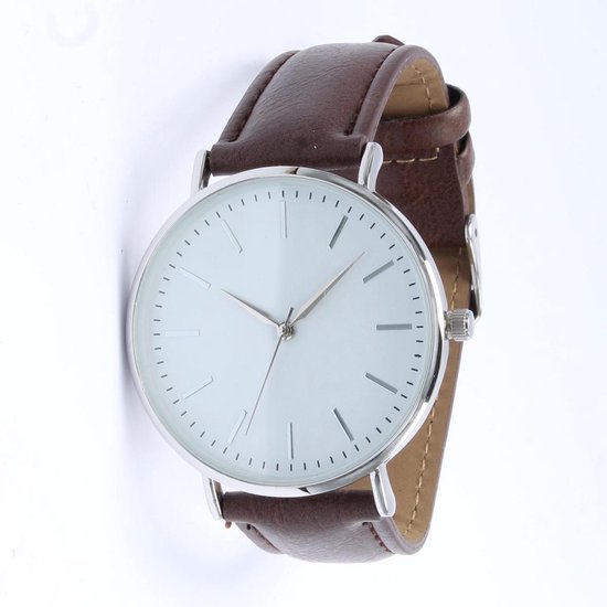 Brigada - heren horloge - bruine horloge band - lederen horlogeband -  quartz uurwerk | bol.com