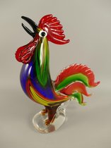 Glazen beeldje - Kleurrijke haan - Murano Stijl - 35 cm hoog