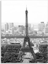 Schilderij Eiffeltoren uitzicht, Parijs, 2 maten zwart-wit, Premium print