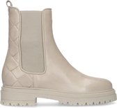 Manfield - Dames - Beige leren chelsea boots met gevlochten detail - Maat 41