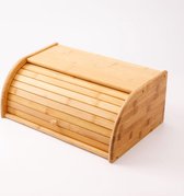 Decopatent® Broodtrommel met rolluik - Bamboe houten brooddoos met Schuifdeksel - Broodtrommel - Brood bewaren en vers houden