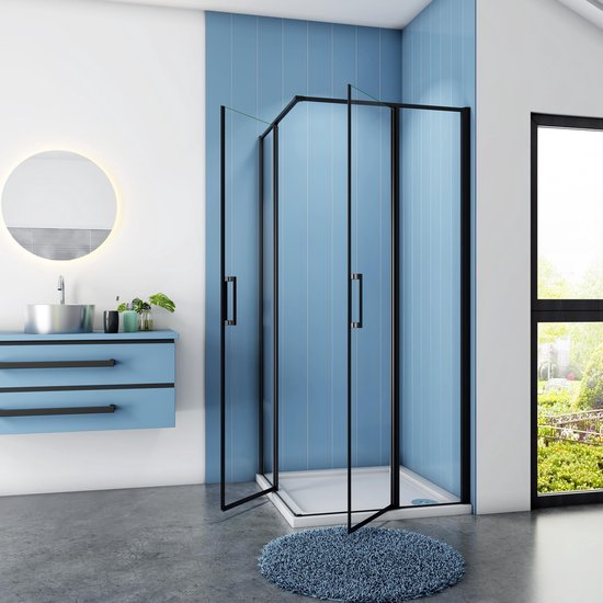 Douchecabine vierkant Anemoon 100x100x185 Hoekinstap 6mm Helder Glas
