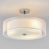 Lindby - LED plafondlamp - 3 lichts - textiel, glas, metaal - H: 27.5 cm - E27 - wit, chroom - Inclusief lichtbronnen