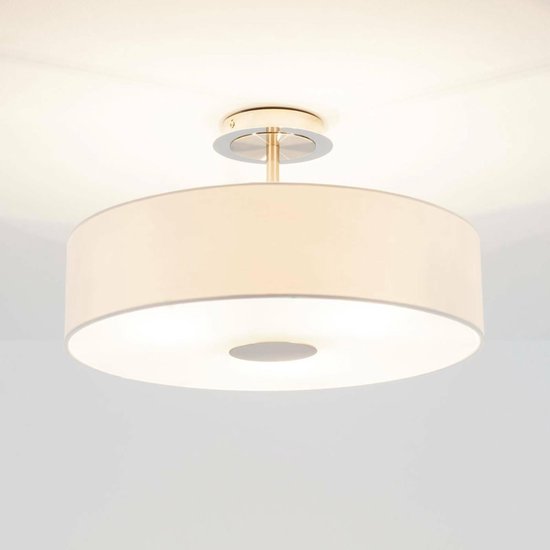 Lindby - plafondlamp - 3 lichts - Stof, glas, metaal - H: 28 cm - E27 - wit, mat nikkel, chroom
