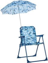 Medina Galesburg Strandstoel - Campingstoel - Opvouwbaar - Met Parasol - Polyester - Blauw