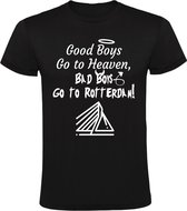 Good boys go to heaven, bad boys go to Rotterdam Heren t-shirt | zuid holland | 010 | haven | Zwart