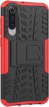 Xiaomi Mi 9 SE Hoesje - Mobigear - Tire Serie - Hard Kunststof Backcover - Zwart / Rood - Hoesje Geschikt Voor Xiaomi Mi 9 SE