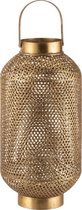 J-line Lantaarn+Handvat Rond Metaal/Glas Goud