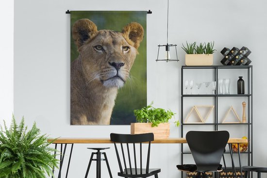 Tapisserie Lions - Jeune lionne Tapisserie coton 120x180 cm - Tapisserie avec photo XXL / Groot format !