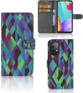 Bookcase Samsung Galaxy A52/A52s Hoesje Abstract Green Blue