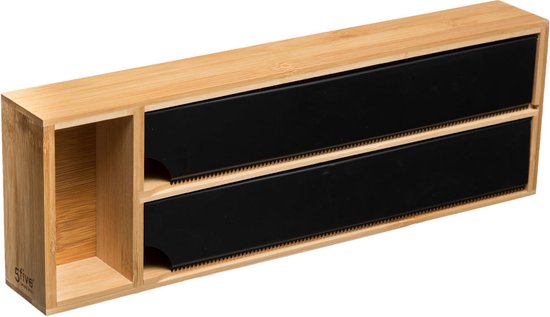 Distributeur de Cuisine Decopatent ® clinquant pour 2 rouleaux de film - 1 compartiment de rangement - Cuisine tiroir distributeur de feuille de film d'aluminium et accrochent