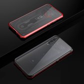 Ultraslank transparant magnetisch adsorptie hoekig frame gehard glas magneet flip-hoesje voor Geschikt voor Xiaomi Mi 9 (zwart rood)