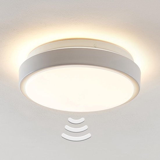 Lindby - LED plafondlamp - 1licht - metaal, kunststof - H: 8.5 cm - wit, gesatineerd wit - Inclusief lichtbron
