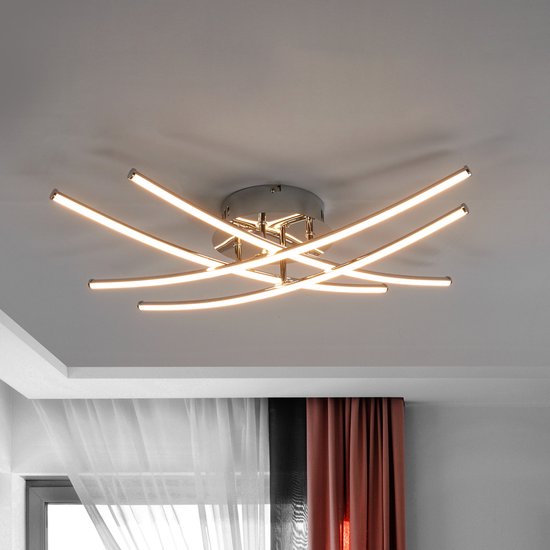 Lindby - LED plafondlamp - metaal, kunststof - H: 13 cm - chroom, wit