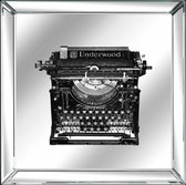 Schilderij - typemachine - Collectie Fashionista - Dibond spiegel met spiegellijst - 30x30cm