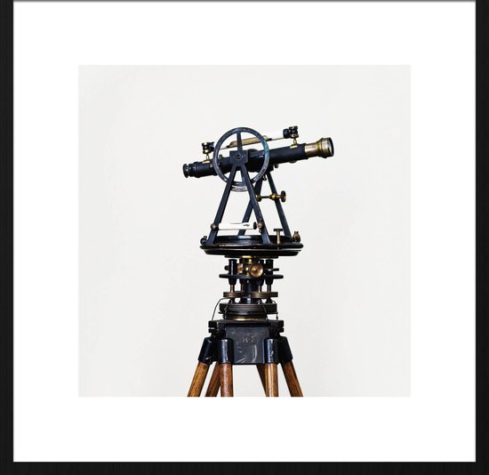 Schilderij - telescoop - Collectie heritage - Forex met zwarte lijst - 74x74cm
