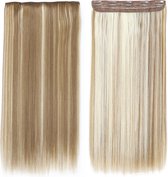 Clip in hairextensions 1 baan straight bruin / blond - F12/613