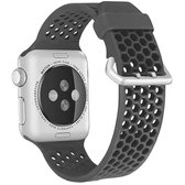 Voor Apple Watch Series 5 & 4 44 mm / 3 & 2 & 1 42 mm Tweekleurige honingraat ademende siliconen sportband (grijs)
