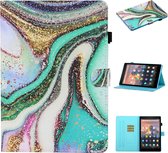 Voor Kindle Paperwhite 4/3/2/1 Gekleurde tekeningstiksels Horizontale flip lederen tas met houder & kaartsleuven & slaap- / wekfunctie (gekleurd zand)