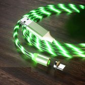 USB naar Type-C / USB-C Magnetische zuigkracht Kleurrijke Streamer Oplaadkabel mobiele telefoon, lengte: 2m (groen licht)