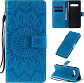 Voor LG V60 ThinQ 5G reliÃ«f zonnebloem patroon horizontale flip PU lederen tas met houder & kaartsleuven & portemonnee & lanyard (blauw)